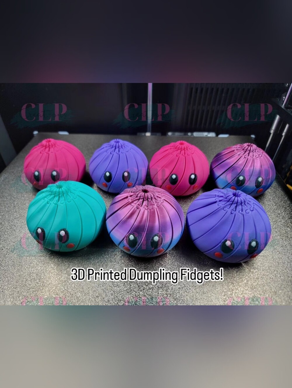3D Printed Dumpling Fidget Toy - Purple/Pink/Blue Gradient Or Choice of 20 Color